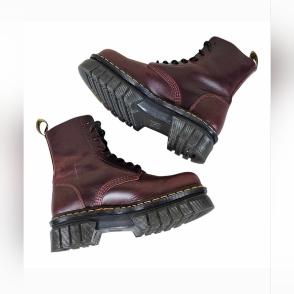 Dr. Martens Audrick Burgundy  Leather Platform Boots Size 39 US 8 - Picture 10 of 14